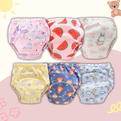Herbruikbare zindelijkheidsbroek, meisjes jongens ondergoed baby peuter kinderen cartoon katoenen slips wasbare trainingsluier, 4 packs Herbruikbare zindelijkheidsbroek, meisjes jongens ondergoed baby peuter kinderen cartoon katoenen slips wasbare trainingsluier, 4 packs